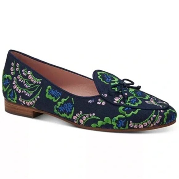 Kate Spade New York Devi Navy Embroidered Loafers Size 7 - Picture 1 of 10